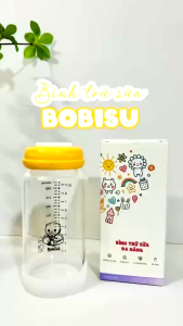 BOBISU | Bình Trữ Sữa Mẹ Cho Bé Làm Từ Thủy Tinh Cao Cấp Dung Tích 260ml [Mua 2 Bình Tặng Cổ Trắng Ty Nắp Đậy Ty]