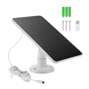 20W 5V Solar Panel IP65 Waterproof Solar Charging Panel for Outdoor Security Camera Micro USB & Type-C Port 9.8Ft Charging Cable
