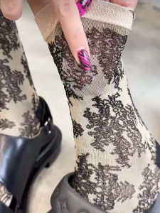 Tất Nữ Dài Đến Bắp Chân Họa Tiết Hoa Cổ Điển Họa Tiết Bóng Tối Tất Nữ Phụ Kiện Thời Trang Sợi Polyester Mùa Hè 2024