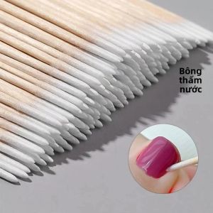 Que Tẩy Sơn Móng Tay Siêu Chi Tiết Đầu Gỗ Bông Tẩy Trang Dùng Một Lần Dụng Cụ Chăm Sóc Móng 100/300/500 Chiếc