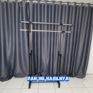 ORANGE Stand Hanger Gawang Single Rak Serbaguna Dengan 4 Roda Rak Gantungan Jemuran Baju Stainless