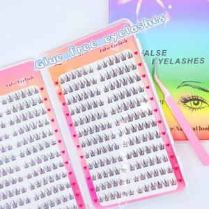 Self-adhesive 24 Rows 288 Clusters Glue-Free Sunflower False Eyelashes with Tweezers for Daily Makeup Date Nights & Parties