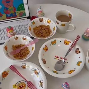 ชามเซรามิก ถ้วยน่ารัก ชามน่ารัก ถ้วยเซรามิก ชามลายการ์ตูน ชามสลัด ใช้ไมโครเวฟได้ สินค้าพร้อมส่งจากไทย