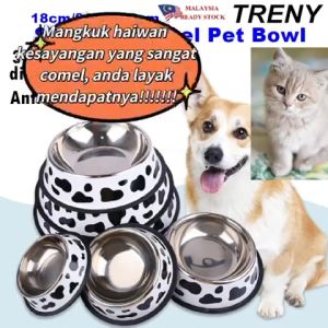 TRENY Quality Printed Cartoon Stainless Steel Pet Bowl Dog Bowl Cat Bowl Anti-Overturning Single Feeder Bowl 卡通不锈钢宠物碗猫狗食用盆