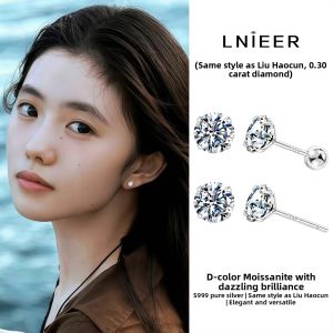 Lnieer | 999 Pure Silver Moissanite Stud Earrings