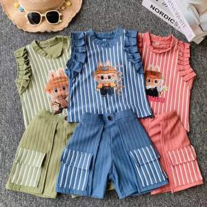 Baju Labubu Anak Perempuan Salur Knit Hornet Usia 1-7 Tahun