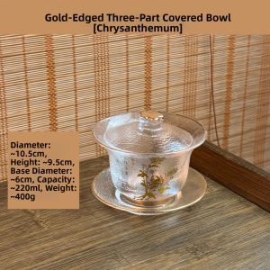 Hand-painted Crystal Glass Gold-rimmed Lid Tea Bowl Insulated Design