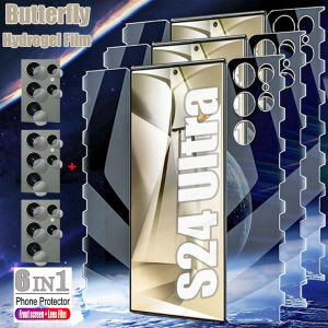 6In1 Butterfly Hydrogel Film For Samsung Galaxy S24 S25 S23 S22 S21 S20 FE S10 Plus Note 20 Ultra Camera Screen Protector Film