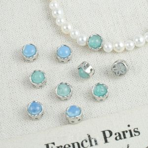 Handmade DIY Sea Turquoise Beads Multi-Hole Silver Plated Jewelry Accessories Bracelet Necklace Earring Material Spacer Beads