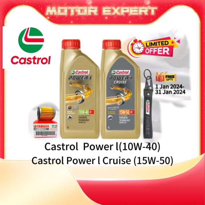 CASTROL POWER 1 CRUISE 15w50 10w40 4STROKE ENGINE OIL FULLY SYNTHETIC ...