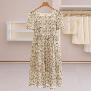 Sweet Floral Short Sleeve Hollow Waist Dress