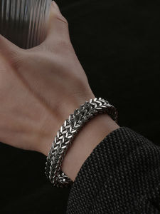 Minimalist Cool Titanium Steel Double Layer Cuban Bracelet for Men Trendy Niche Design Fashionable Hip Hop Bracelet