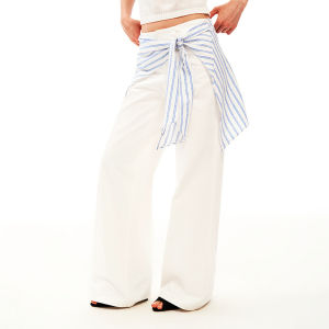 Heavy-duty Striped Band Tie Low-waist Straight-leg Jeans