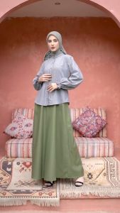 Terbaru Nibras Gamis Muslimah Resya 011 Resya 11 Green Material Bahan Corven 24 mix Toyobo