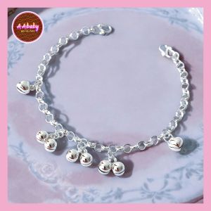 🌈AAbaby Galleries AA800 Original Baby Silver Anklet Bracelet Three Pairs Double Mini Bells & Love Bells(Rantai Kaki/Tangan/Gelang Kanak)