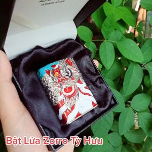 Bật Lửa Xăng Đá Zorro Kỳ Lân May Mắn ( Có Hộp - Tặng Kèm Đá Bấc ) Hộp Quẹt Phong Hút Tài Lộc