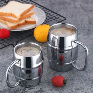 New Double Wall Stainless Steel Beer Mug Portable Coffee Tea Cups Travel Tumbler Office Use Water Cup with Handle Drinkware