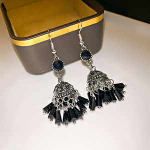 Vintage Colorful Rhinestone Water Drop Earring for Women Imitation Pearl Crystal Beads Earrings with Tassel Ear Jewelry K-
