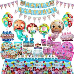 Cocomelon Birthday Party Decorations Balloons Disposable Tableware Cup Plate Tablecloth Cake Topper Balloon for Kids Baby Shower