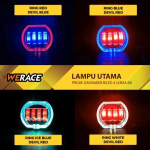 WERACE Lampu Tembak Lampu Utama Projie BILED 4 Lensa 8D 12-65V Mobil Motor