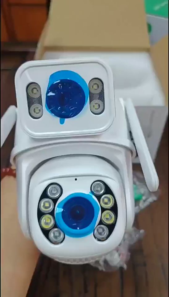 50cm/19.68Inches ระยะเวลากล้อง ICSEE กล้องวงจรปิดแบบเลนส์คู่ กล้องรักษาความปลอดภัย IP กลางแจ้ง ความนาน 360 องศา ความงาม 8MP UHD ซูม 10X อินเทอร์คอมสินค้า ดูสีกลางคืน กันน