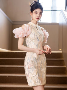 ชุดราตรีคอวีสั้นสไตล์ฝรั่งเศส ชุดราตรีผู้หญิงสุดหรูหรา ชุดงานวันเกิด ชุดทำงาน ชุดงานปาร์ตี้ ชุดทำงานสีพื้น