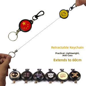 Outdoor Mens Multi-Functional Tactical Keychain Anti-Lost Retractable Wire Rope Keyring EDC Equipment Creative Gift