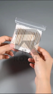 ROZEL Cotton Buds Cotton Swaps Pembersih Telinga Swab Bambu Kapas Untuk Telinga -+ 100 pcs Kualitas Terbaik