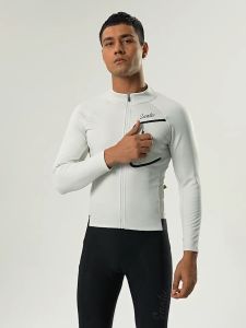 Santic Cycling Jacket Men Women Winter Warm Windproof Pockets Long Sleeve Sports Bicycle Bike Coat