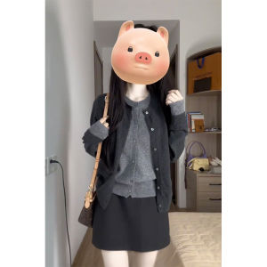 YUEZHONGWEI | Color Block Two-Piece Look Knit Cardigan
