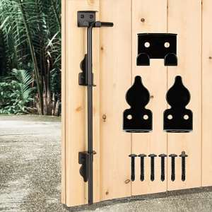 กลอนประตูเหล็ก 18 นิ้ว สีดำ สลักพื้นประตู กันชนประตู สำหรับประตูรั้วและประตูไม้ มาพร้อมสกรู 6 ตัว