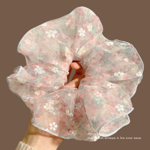 NING ZHOU | Floral Pink Elegant Big Scrunchie