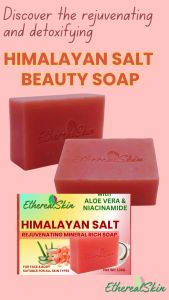 EtherealSkin Pink Himalayan Salt Soap For Oily Acne Prone Skin with Niacinamide Aloe Vera 135G