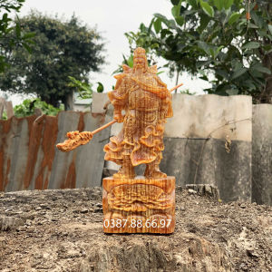 Tượng quan công xách đao cao 20cm gỗ huyết long cực đẹp