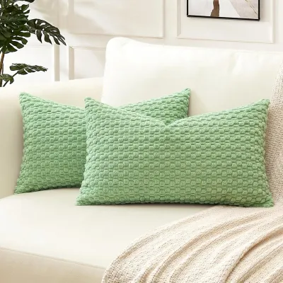 Rectangle Pillowcases 30x50CM Solid Color Decorative Throw Pillow Cover Corduroy Pillowcase for Couch Living Room Dark Green