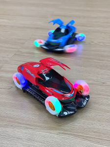 Mobil transformasi listrik dengan musik putar empat roda putar otomatis dengan lampu pintu terbuka untuk anak laki-laki dan perempuan.