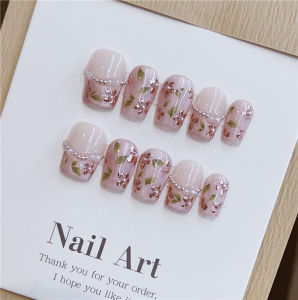 Spring Summer New Handmade Short Nail Tips French Hand-Painted Nail Art Wearable False Nails Premium Feel Beauty Tools