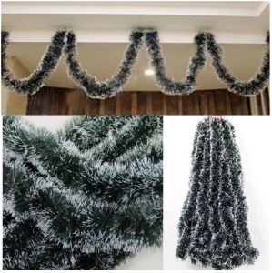 Fu billion Garland Christmas Decoration Snow Green White Flower 1.6M Christmas tree decorations