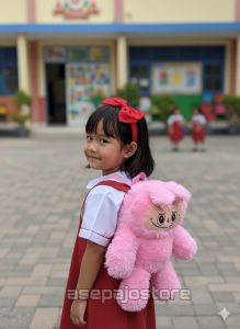 tas ransel labubu the monster viral tas gendong anak lucu tas boneka bulu SNI 60CM