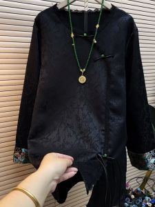 Áo Sơ Mi Dài Tay Cỡ Lớn Thời Trang Xuân Thu Thường Ngày Cổ Tròn Dáng Chữ a Cho Nữ