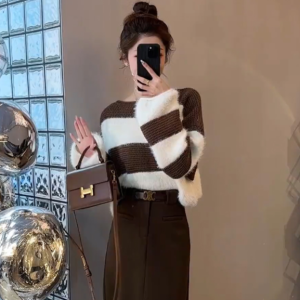 Winter Clothes Matching a Set of Fancy Classic Style This Year Popular Beautiful Sweater Skirt Two-piece Set Womens Fall and Winter