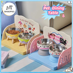 Pet Dinner Plate Cat Dining Table Adjustable Neck-protecting and Leak-proof Pet Bowl Stand