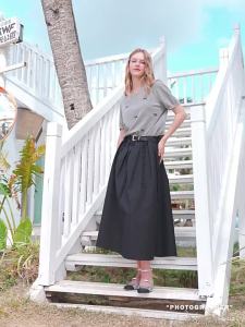 3COLOUR·S | Wood Ear Accent High Waisted A-Line Skirt