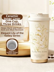 GIANXI | Thermos Cup Stylish New Portable with Ceramic Lining and Straw