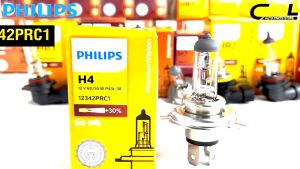 หลอดไฟรถยนต์ฟิลลิป PHILIPS H4 12V 60/55W Pre-Vision+30% ( แพ็คคู่ 2 ดวง ) รหัส 12342PRC1