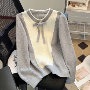 Áo Len Cardigan Dệt Kim Mềm Mại Phong Cách Hàn Quốc Cho Nữ Mùa Xuân Thu Đông Có Nút Cài Cổ Tròn Tay Dài Thường Ngày