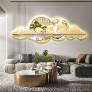 Modern Light Luxury Living Room Decorative Painting Make a Fortune as Endless as Flowing Water Fancy Sofa Background Wall Painting Back with Mountain Light Painting