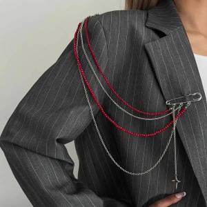 Ingemark | Ingemark New Personality Crystal Beads Tassel Pendant Brooch Women Men Multi-layer Creative Fashion Suit Jewelry Gifts 2026 New