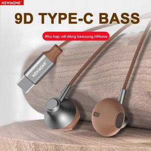 Tai Nghe Kim Loại Âm Trầm 9D Với Micro HD Điều Khiển Có Dây Dành Cho iPhone 15/16/17 Samsung - Cổng Type C & 3.5mm Kiểu Đeo Trong Tai