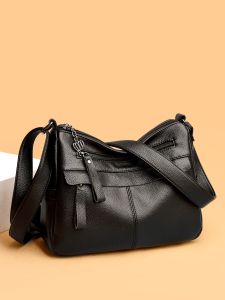 Fashionable Multi-Layer Soft Leather Crossbody Bag for Middle-Aged Women Single Shoulder Bag Casual Versatile Ladies Handbag